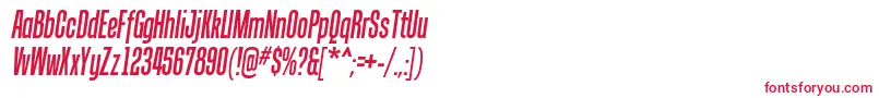 フォントTandellergItalic – 白い背景に赤い文字