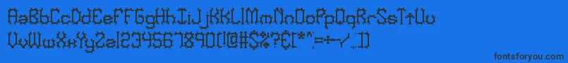 Nymonak-Schriftart – Schwarze Schriften auf blauem Hintergrund