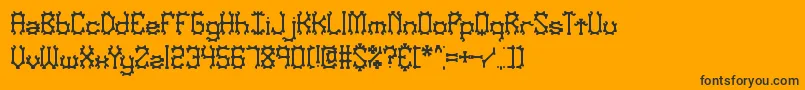 Nymonak-Schriftart – Schwarze Schriften auf orangefarbenem Hintergrund