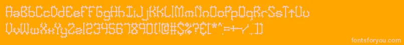 Nymonak-Schriftart – Rosa Schriften auf orangefarbenem Hintergrund
