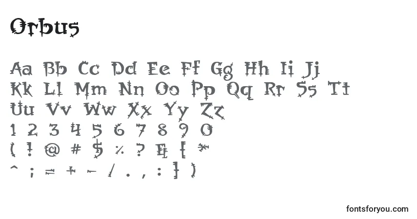 Schriftart Orbus – Alphabet, Zahlen, spezielle Symbole