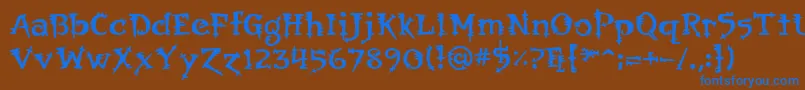 Orbus-Schriftart – Blaue Schriften auf braunem Hintergrund