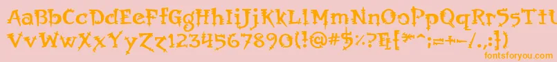 フォントOrbus – オレンジの文字がピンクの背景にあります。
