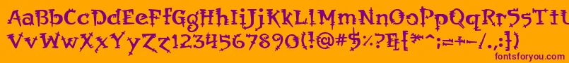 Orbus-Schriftart – Violette Schriften auf orangefarbenem Hintergrund