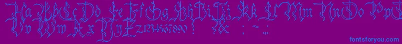 CharterwellNo4-Schriftart – Blaue Schriften auf violettem Hintergrund