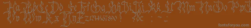 CharterwellNo4-Schriftart – Graue Schriften auf braunem Hintergrund