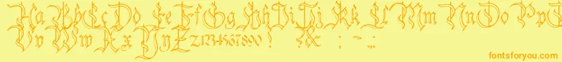 CharterwellNo4-Schriftart – Orangefarbene Schriften auf gelbem Hintergrund