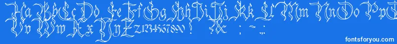 CharterwellNo4-Schriftart – Weiße Schriften auf blauem Hintergrund