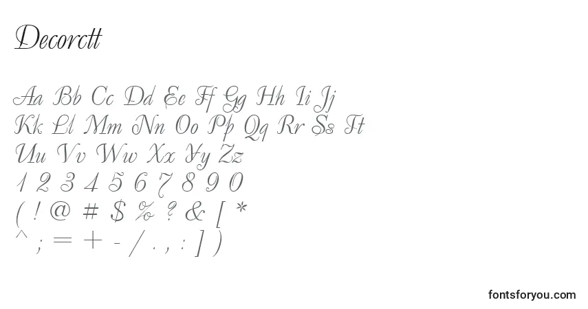 A fonte Decorctt – alfabeto, números, caracteres especiais