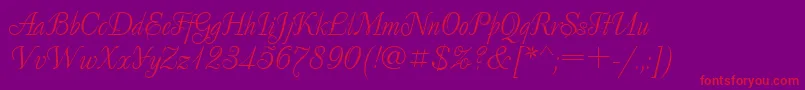 Decorctt-Schriftart – Rote Schriften auf violettem Hintergrund