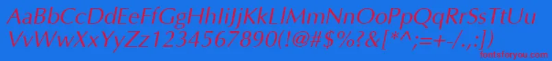 Optimai Font – Red Fonts on Blue Background