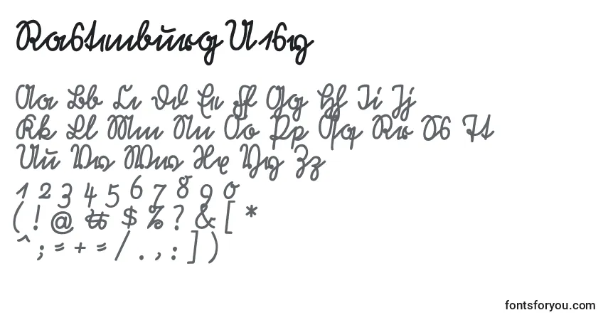 Schriftart RastenburgU1sy – Alphabet, Zahlen, spezielle Symbole