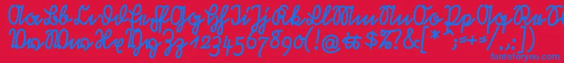 RastenburgU1sy-Schriftart – Blaue Schriften auf rotem Hintergrund