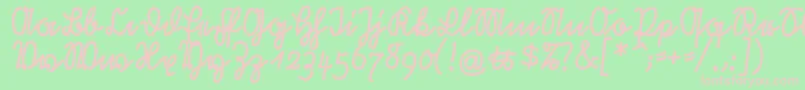 RastenburgU1sy-fontti – vaaleanpunaiset fontit vihreällä taustalla