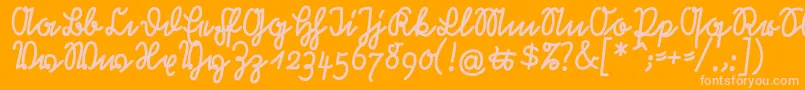RastenburgU1sy-fontti – vaaleanpunaiset fontit oranssilla taustalla