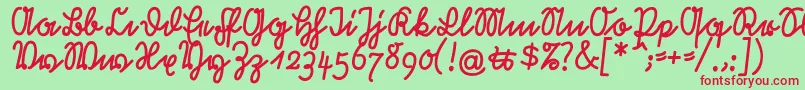 フォントRastenburgU1sy – 赤い文字の緑の背景