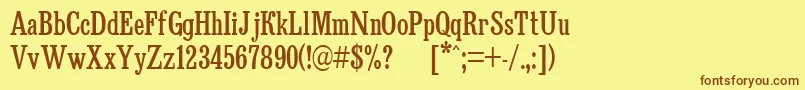 フォントBruskovaya80 – 茶色の文字が黄色の背景にあります。