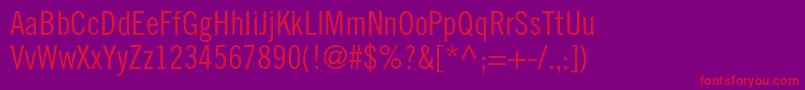フォントTradegothicltstdCn18 – 紫の背景に赤い文字