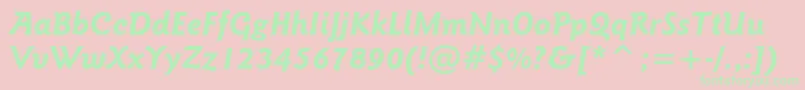 GoudySansBoldItalicBt Font – Green Fonts on Pink Background