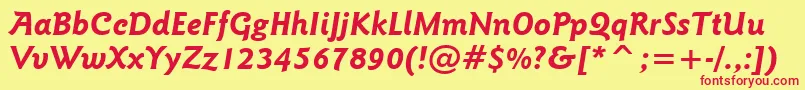 GoudySansBoldItalicBt Font – Red Fonts on Yellow Background