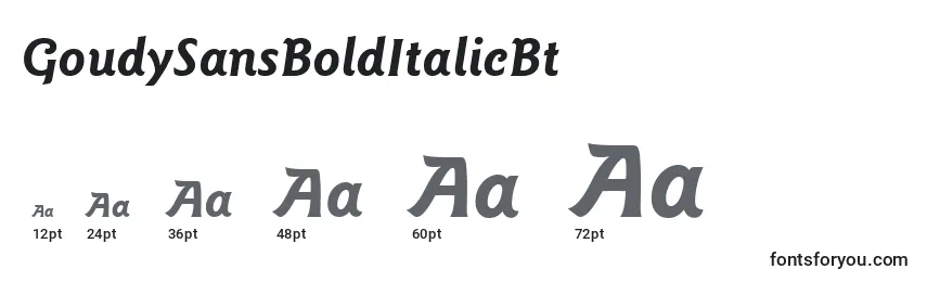 Tamaños de fuente GoudySansBoldItalicBt