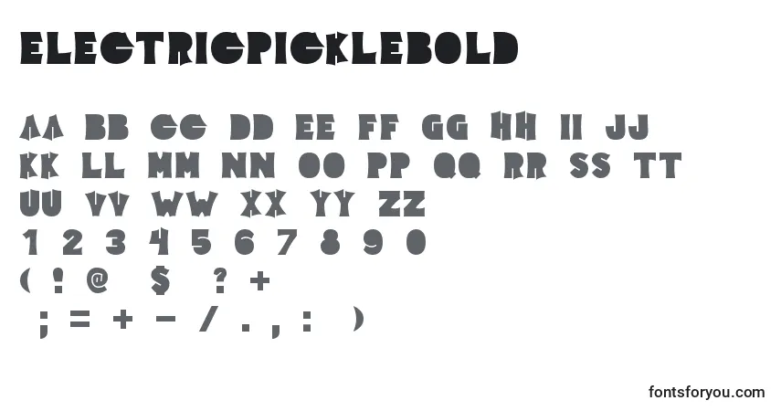 Czcionka ElectricPickleBold – alfabet, cyfry, specjalne znaki
