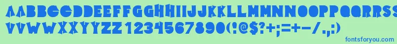 フォントElectricPickleBold – 青い文字は緑の背景です。