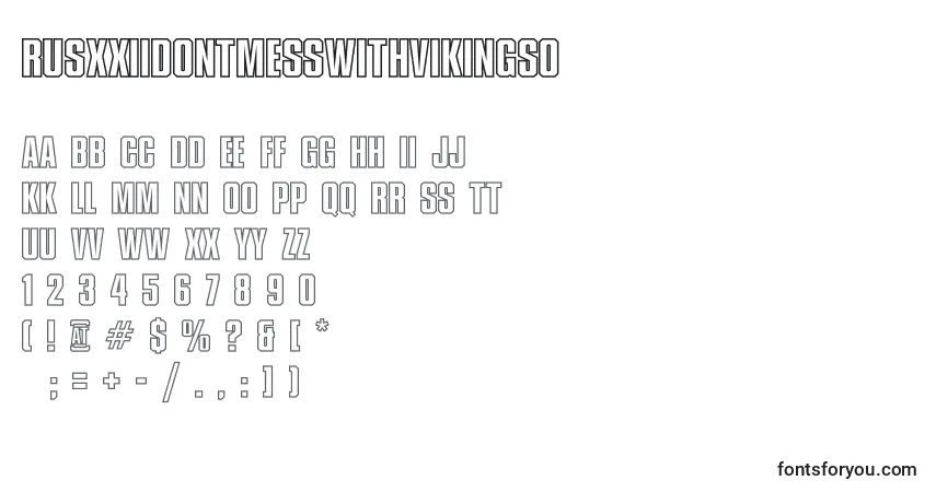 A fonte RusxxiiDontMessWithVikingso – alfabeto, números, caracteres especiais