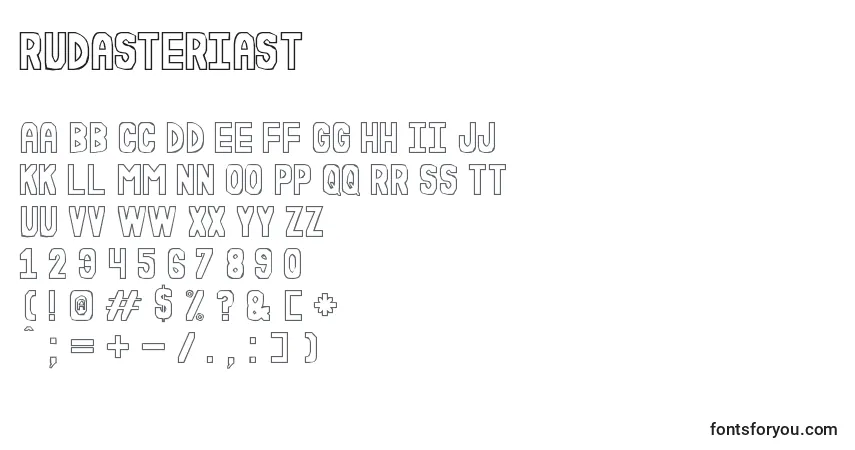 A fonte RudasteriaSt – alfabeto, números, caracteres especiais