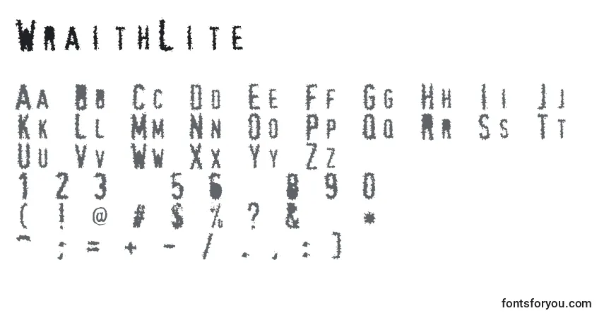A fonte WraithLite – alfabeto, números, caracteres especiais