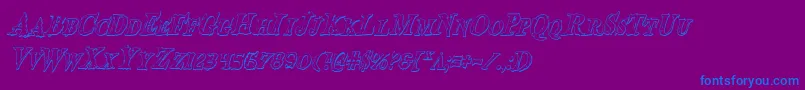 BloodCrowShadowCondensedItalic Font – Blue Fonts on Purple Background