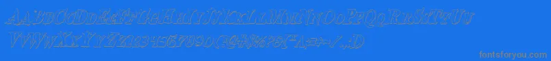 BloodCrowShadowCondensedItalic-Schriftart – Graue Schriften auf blauem Hintergrund