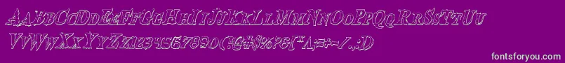 BloodCrowShadowCondensedItalic Font – Green Fonts on Purple Background