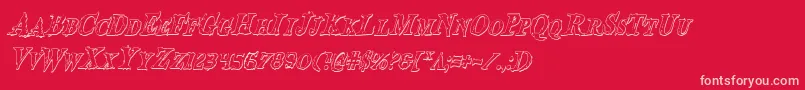 BloodCrowShadowCondensedItalic Font – Pink Fonts on Red Background