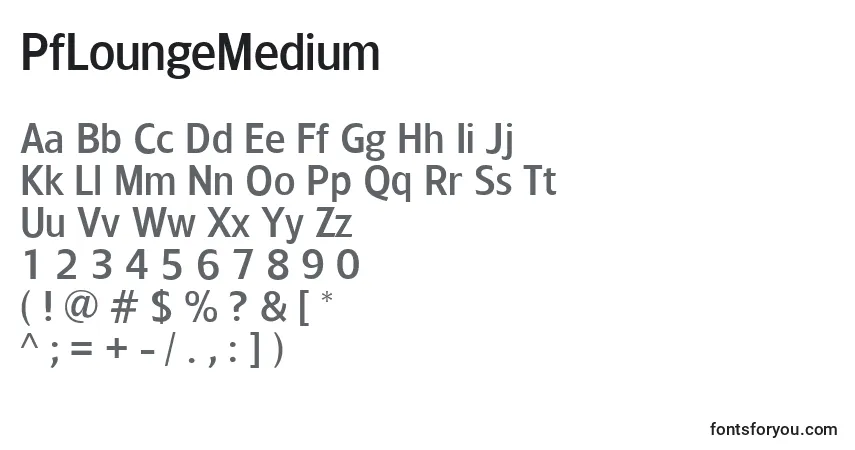 Schriftart PfLoungeMedium – Alphabet, Zahlen, spezielle Symbole