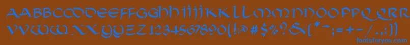 フォントSoluncialemkMedium – 茶色の背景に青い文字