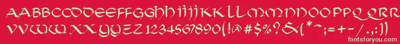 フォントSoluncialemkMedium – 赤い背景に緑の文字