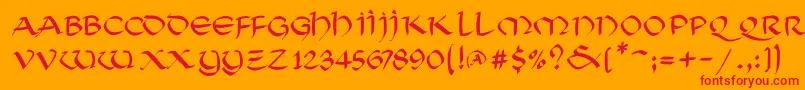 フォントSoluncialemkMedium – オレンジの背景に赤い文字