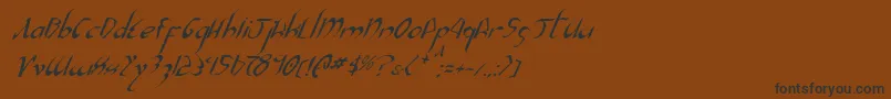 フォントXaphanIiItalic – 黒い文字が茶色の背景にあります