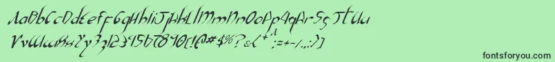 Fonte XaphanIiItalic – fontes pretas em um fundo verde