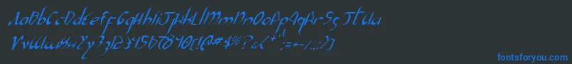 フォントXaphanIiItalic – 黒い背景に青い文字