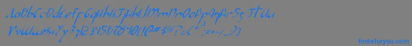 フォントXaphanIiItalic – 灰色の背景に青い文字