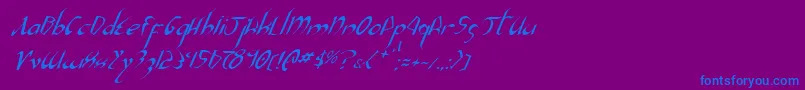 フォントXaphanIiItalic – 紫色の背景に青い文字