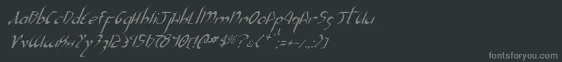 フォントXaphanIiItalic – 黒い背景に灰色の文字