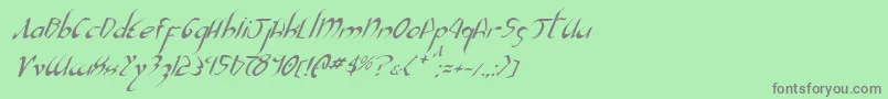 フォントXaphanIiItalic – 緑の背景に灰色の文字