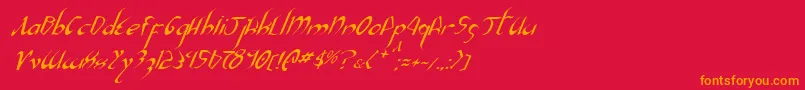 Fonte XaphanIiItalic – fontes laranjas em um fundo vermelho