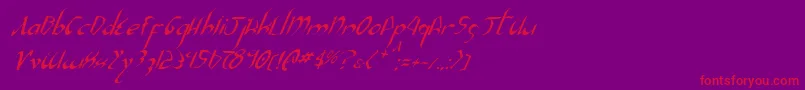 フォントXaphanIiItalic – 紫の背景に赤い文字