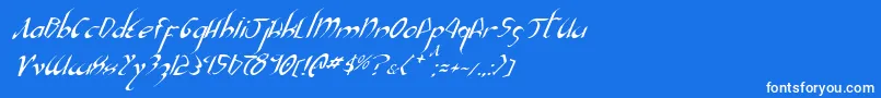 フォントXaphanIiItalic – 青い背景に白い文字