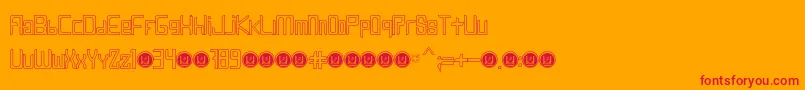 LevenTrazeItalic-Schriftart – Rote Schriften auf orangefarbenem Hintergrund