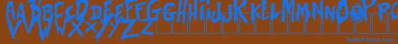 フォントBatesShower – 茶色の背景に青い文字